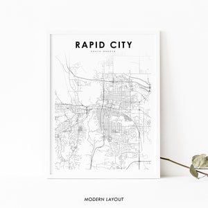 Rapid City SD Map Print, South Dakota USA Map Art Poster, City Street Road Map Print, Nursery Room Wall Office Decor, Printable Map