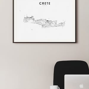 Crete Greece Map Print, Road Map Art Poster, Κρήτη Kríti Krḗtē Greek, Crete Island Map Art, Nursery Room Wall Office Decor, Printable Map image 3