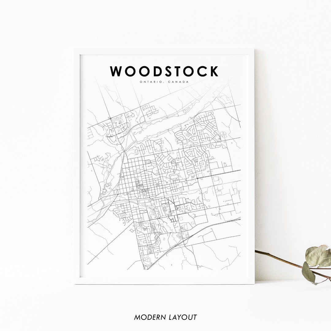 Woodstock Ontario Map Print, ON Canada Map Art Poster, Oxford, City ...