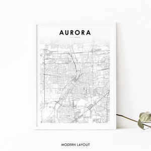 Aurora IL Karte Print, Illinois USA Karte Kunst Poster, Stadt Straße Road Map Print, Kinderzimmer Wand Büro Dekor, druckbare Karte