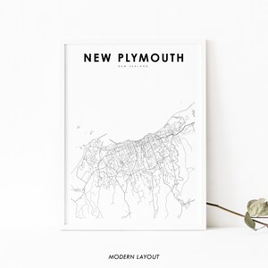 New Plymouth Neuseeland Karte Print, Karte Kunst Poster, Taranaki, Stadt Straße Road Map Print, Kinderzimmer Wand Büro Dekor, druckbare Karte