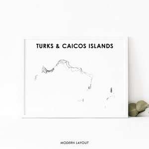Turks- en Caicoseilanden kaart afdrukken, routekaart kunst poster, Grand Turk Caribische kaart kunst, kinderkamer muur kantoor decor, afdrukbare kaart