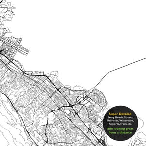 Bay Area CA Map Print, California USA Map Art Poster, South Bay City ...