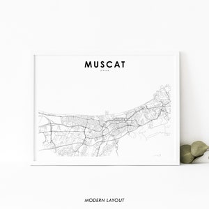 Muscat Oman Map Print, Map Art Poster, Salṭanat ʻUmān Arab Persian, City Street Map Print, Nursery Room Wall Office Decor, Printable Map