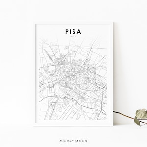 Pisa Italy Map Print, Italia Map Art Poster, Tuscany City Street Road Map Print, Nursery Room Wall Office Decor, Printable Map