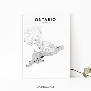 Zuid-Ontario kaart afdrukken, Ontario routekaart afdrukken, op Canada kaart kunst poster, kinderkamer muur kantoor decor, afdrukbare kaart