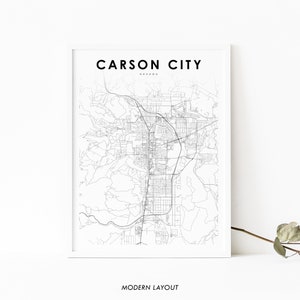 Carson City NV Kaart Print, Nevada USA Kaart Art Poster, Lake Tahoe, City Street Road Map Print, Kinderkamer Muur Kantoor Decor, Afdrukbare kaart