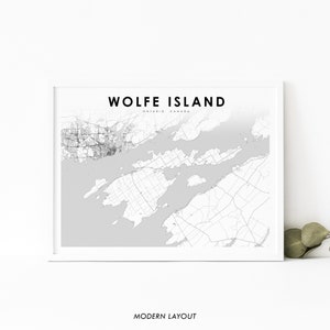 Wolfe Island Ontario Map Print, ON Canada Map Art Poster, Frontenac Islands, Road Map Print, Nursery Room Office Wall Decor, Printable Map