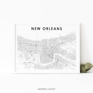 New Orleans LA Karte Druck, Louisiana USA Karte Kunst Poster, Stadt Straße Straßenkarte Druck, Kinderzimmer Wand Büro Dekor, druckbare Karte