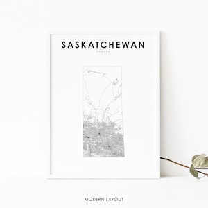 Saskatchewan Map Print, State Road Map Print, SK Canada Map Art Poster, Saskatoon, Nursery Room Wall Office Decor, Printable Map