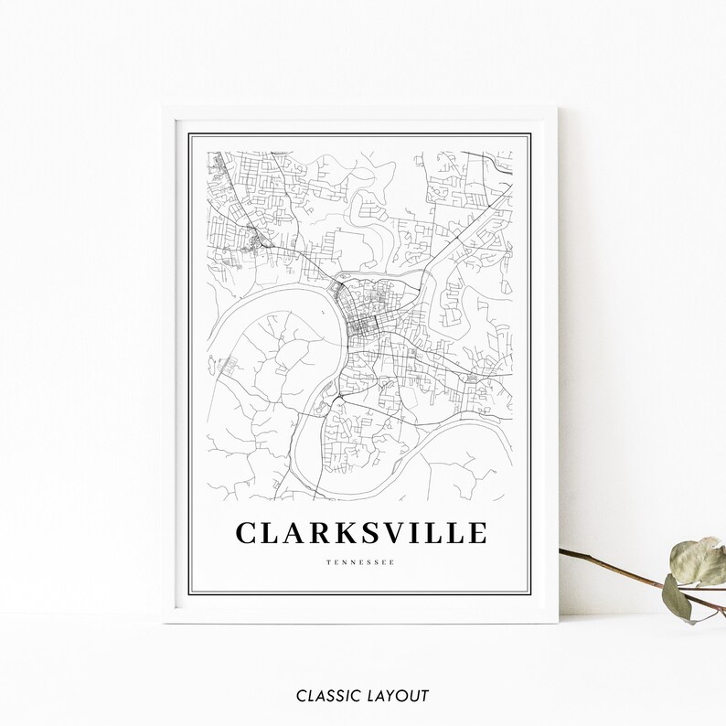 Clarksville TN Map Print Tennessee USA Map Art Poster City - Etsy