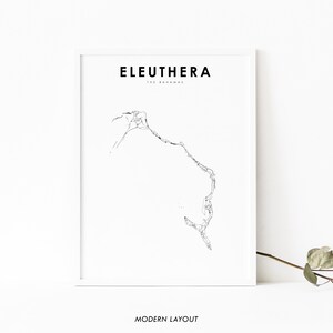 Eleuthera Impressão de mapa das Bahamas, pôster de arte de mapa de estradas, arte de mapa, arte de mapa das ilhas do Caribe, decoração de escritório de parede de berçário, mapa para impressão