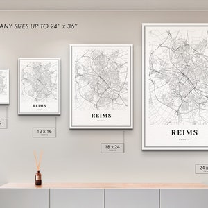 Reims France Map Print, Rheims France Map Art Poster, Riemen Marne City ...