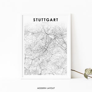 Stuttgart Deutschland Karte Print, Karte Kunst Poster, Baden-Württemberg, Stadt Straße Road Map Print, Kinderzimmer Wand Büro Dekor, druckbare Karte