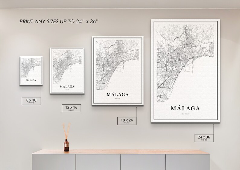 Malaga Spain Map Print, Málaga Map Art Poster, City Street Road Map Print, Nursery Room Wall Office Decor, Printable Map image 6