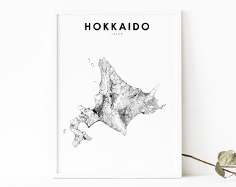 Hokkaido Japan Map Print, Road Map Art Poster, 北海道 日本 Sapporo Otaru Hokaido, Map Art, Nursery Room Wall Office Decor, Printable Map