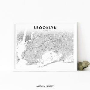 Brooklyn NY Karte Druck, New York City NYC USA Karte Kunst Poster, Stadt Straße Straßenkarte Druck, Kinderzimmer Wand Büro Dekor, druckbare Karte