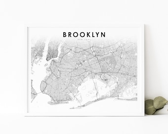 Brooklyn NY Map Print, New York City NYC USA Map Art Poster, City Street Road Map Print, Nursery Room Wall Office Decor, Printable Map