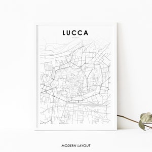 Lucca Wall Italy Map Print, Map Art Poster, Lucca Tuscany Italia, City Street Road Map Print, Nursery Room Wall Office Decor, Printable Map
