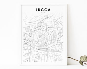 Lucca Wall Italy Map Print, Map Art Poster, Lucca Tuscany Italia, City Street Road Map Print, Nursery Room Wall Office Decor, Printable Map