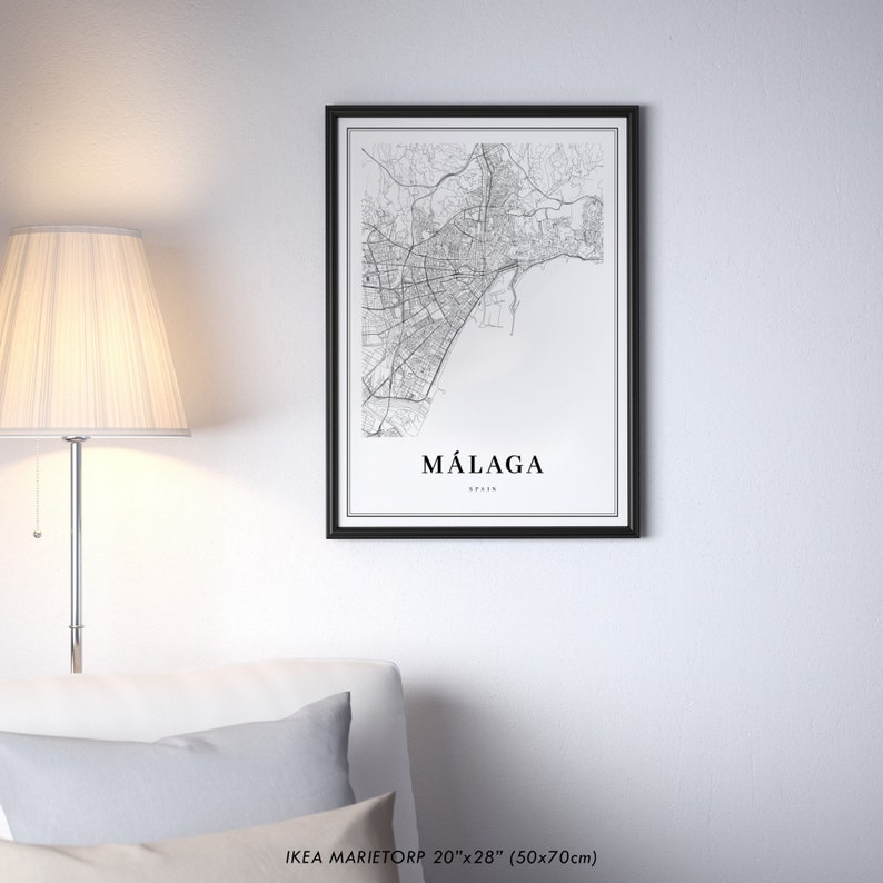 Malaga Spain Map Print, Málaga Map Art Poster, City Street Road Map Print, Nursery Room Wall Office Decor, Printable Map image 4