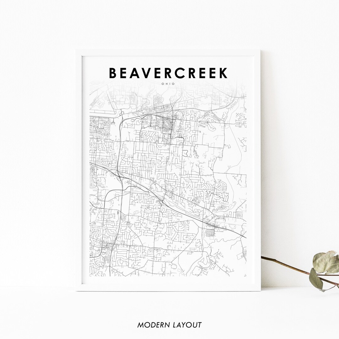 Beavercreek OH Map Print, Ohio USA Map Art Poster, Greene County, City