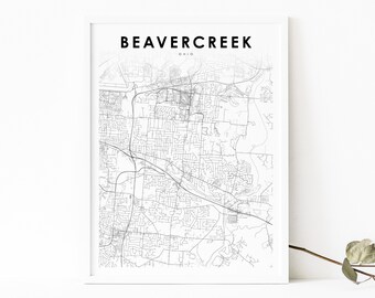 Beavercreek OH Map Print, Ohio USA Map Art Poster, Greene County, City Street Road Map Print, Nursery Room Wall Office Decor, Printable Map