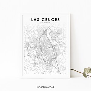 Impresión de mapas de Las Cruces NM, Cartel de arte de mapas de Nuevo México EE. UU., Impresión de mapas de carreteras de la calle de la ciudad, decoración de la oficina de la pared de la guardería, mapa imprimible