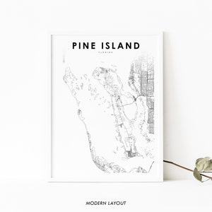Pine Island FL Kaart Print, Florida USA Kaart Art Poster, Lee County, City Street Road Map Print, Kinderkamer Kantoor Muur Decor, Afdrukbare kaart