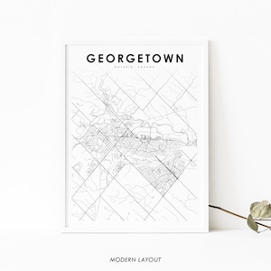 Georgetown Ontario carte impression, ON Canada carte Art affiche, Halton Hills, ville rue carte impression, pépinière chambre mur bureau décor, carte imprimable