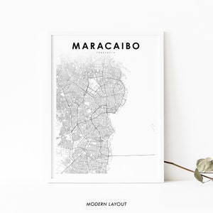 Impressão de mapa de Maracaibo Venezuela, pôster de arte de mapa, impressão de mapa de estrada de rua da cidade, decoração de escritório de parede de berçário, mapa imprimível