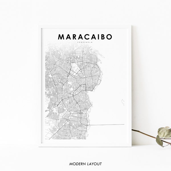 Maracaibo Venezuela Map Print, Map Art Poster, City Street Road Map Print, Nursery Room Wall Office Decor, Printable Map