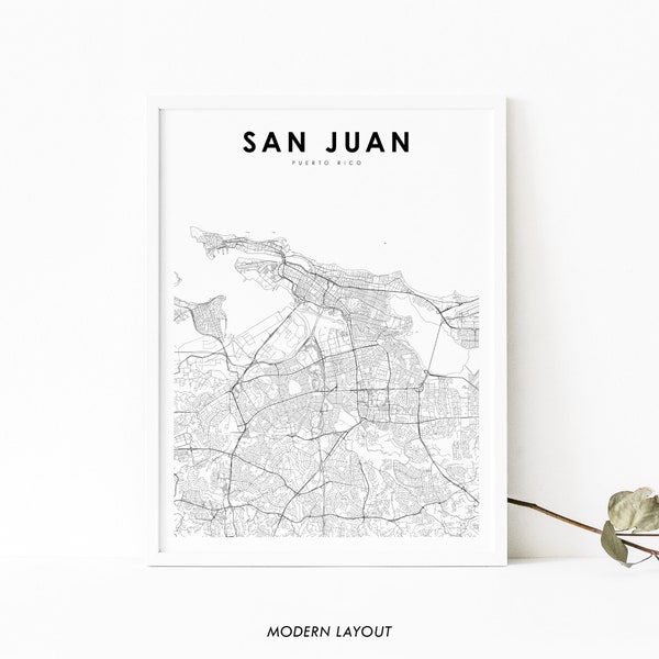 San Juan Puerto Rico Map Print, Map Art Poster, USA City Street Road Map Print, Nursery Room Wall Office Decor, Printable Map