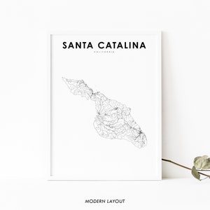 Santa Catalina Island CA Karte Print, Kalifornien USA Karte Kunst Poster, Stadt Straße Straße Karte Druck, Kinderzimmer Wand Büro Dekor, druckbare Karte