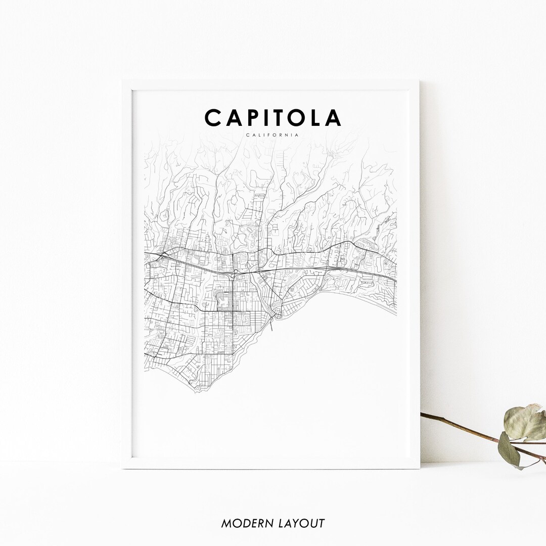 Capitola CA Map Print, California USA Map Art Poster, Santa Cruz County