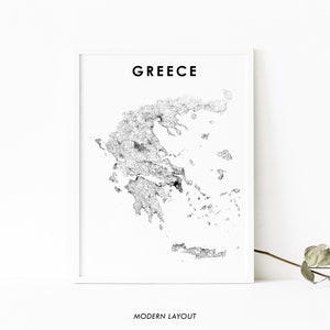 Griechenland Karte Print, Griechenland Road Map Poster, Ελλάδ Griechenland Hellas Athen Karte Kunst, Kinderzimmer Wand Büro Dekor, druckbare Karte