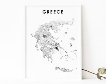 Greece Map Print, Greece Road Map Poster, Ελλάδα Greek Hellas Athens Map Art, Nursery Room Wall Office Decor, Printable Map