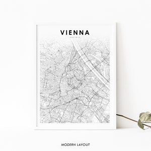 Vienna Austria Map Print, Wien Österreich, Map Art Poster, City Street Road Map Print, Nursery Room Wall Office Decor, Printable Map