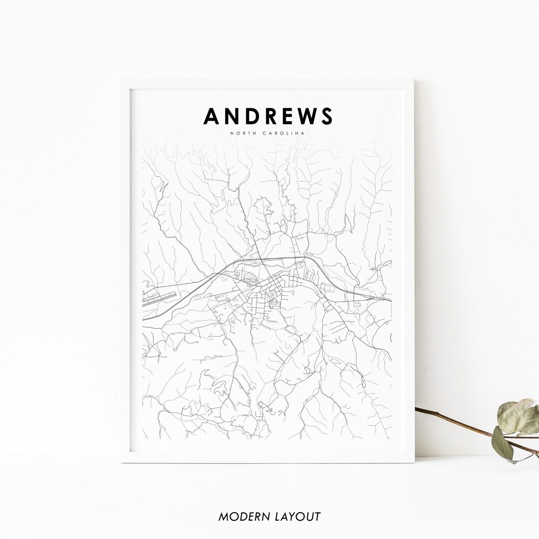 Andrews NC Karte Print North Carolina USA Karte Art Poster Etsy.de