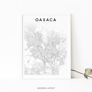Oaxaca Mexiko Karte Print, Karte Kunst Poster, Oaxaca de Juárez, Stadt Straße Road Map Print, Kinderzimmer Wand Büro Dekor, druckbare Karte