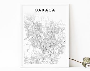 Oaxaca Mexico Map Print, Map Art Poster, Oaxaca de Juárez, City Street Road Map Print, Nursery Room Wall Office Decor, Printable Map