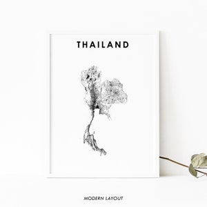 Thailand kaart afdrukken, land routekaart poster, Ratcha-anachak Thai Siam Bangkok kaart kunst, kinderkamer muur kantoor decor, afdrukbare kaart