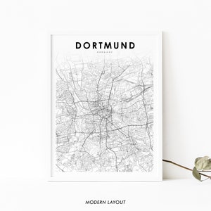 Dortmund Germany Map Print, Düörpm Deutschland Map Art Poster, City Street Road Map Print, Nursery Room Wall Office Decor, Printable Map