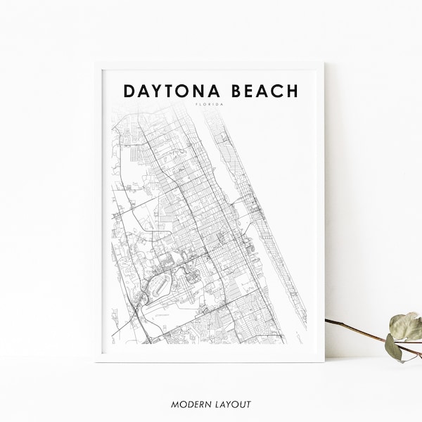 Daytona Beach FL Map Print, Florida USA Map Art Poster, Speedway, City Street Road Map Print, Nursery Room Wall Office Decor, Printable Map