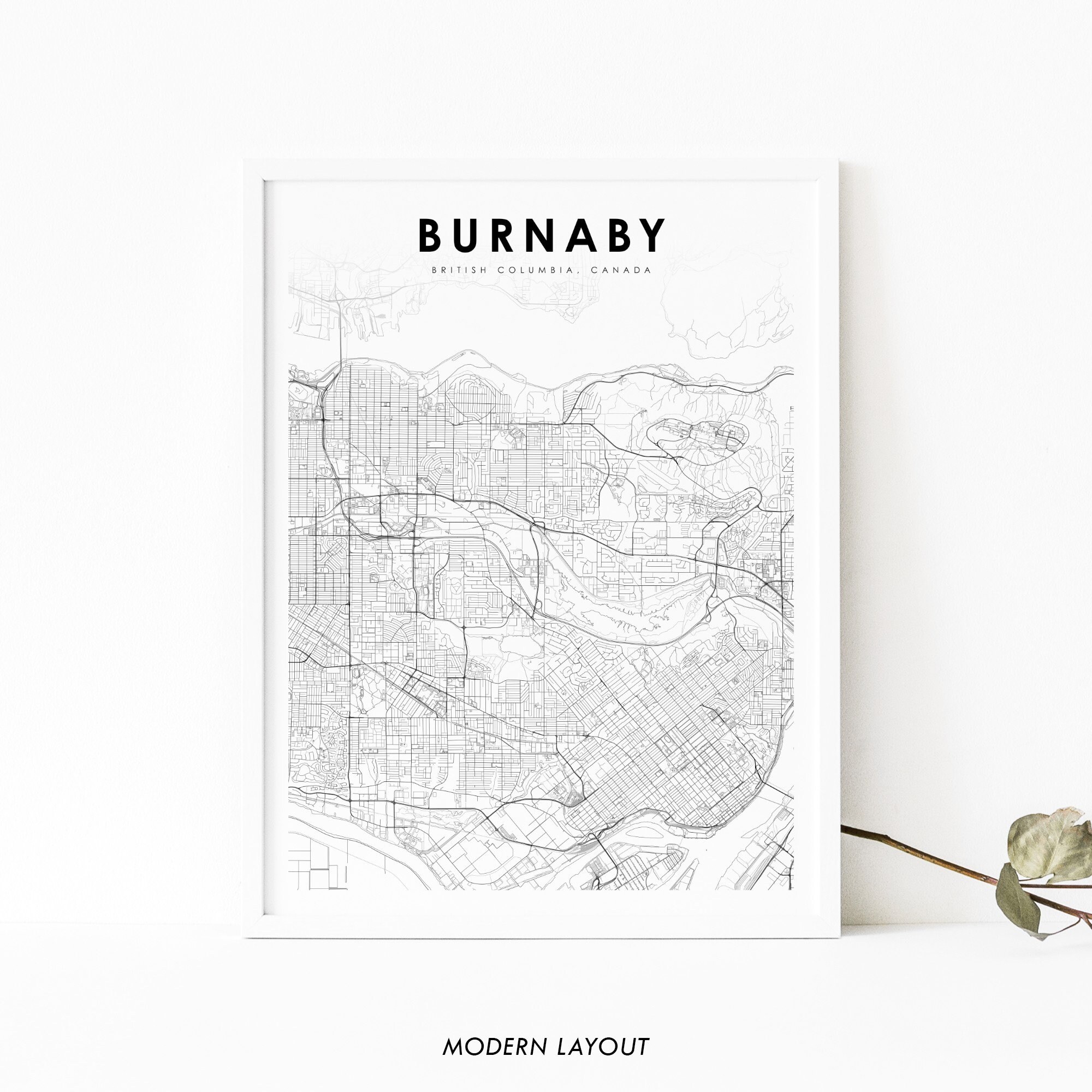 Map Of Burnaby Bc Burnaby Bc Map Print British Columbia Canada Map Art Poster | Etsy Uk