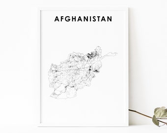 Afghanistan Map Print, Country Road Map Poster, Afġānistān Kabul Islam Map Art, Nursery Room Wall Office Decor, Printable Map