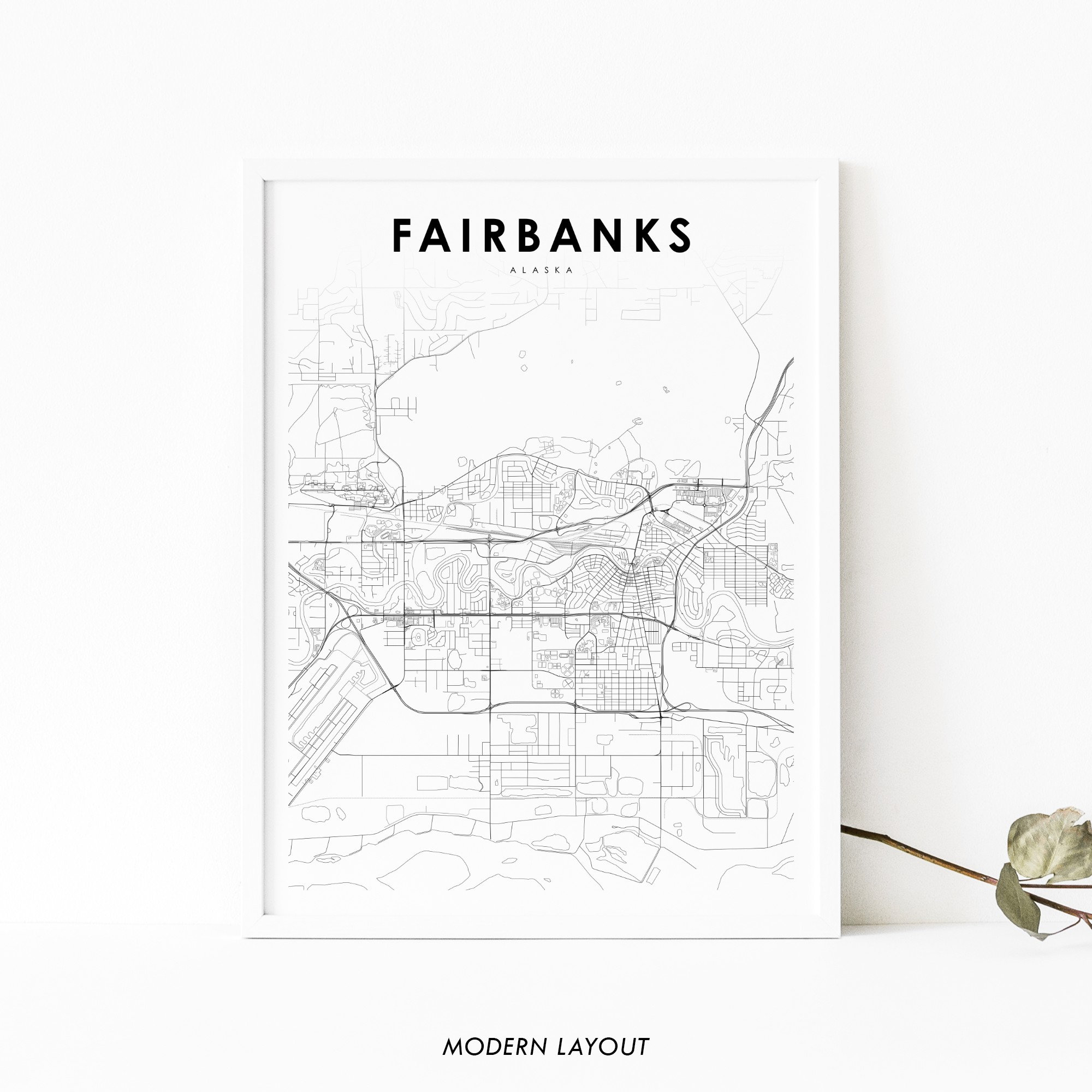 Fairbanks AK Map Print Alaska USA Map Art Poster North Star - Etsy