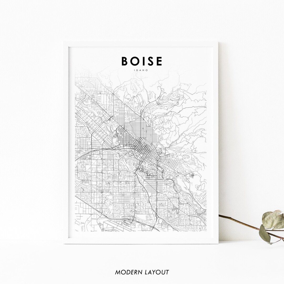 Boise ID Map Print, Idaho USA Map Art Poster, Ada Boise-nampa City ...
