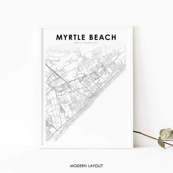 Myrtle Beach SC Map Print, South Carolina USA Map Art Poster, City Street Road Map Print, Nursery Room Wall Office Decor, Printable Map