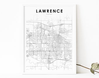 Lawrence KS Map Print, Kansas USA Map Art Poster,Kansas University City Street Road Map Print, Nursery Room Wall Office Decor, Printable Map